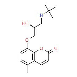 ChemSpider 2D Image | 8-{(2R)-2-Hydroxy-3-[(2-methyl-2-propanyl)amino]propoxy}-5-methyl-2H-chromen-2-one | C17H23NO4