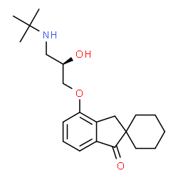 ChemSpider 2D Image | 4'-{(2R)-2-Hydroxy-3-[(2-methyl-2-propanyl)amino]propoxy}spiro[cyclohexane-1,2'-inden]-1'(3'H)-one | C21H31NO3