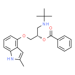 ChemSpider 2D Image | (2S)-1-[(2-Methyl-1H-indol-4-yl)oxy]-3-[(2-methyl-2-propanyl)amino]-2-propanyl benzoate | C23H28N2O3