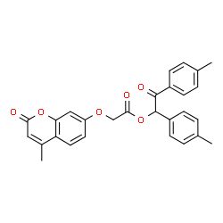 ChemSpider 2D Image | 1,2-Bis(4-methylphenyl)-2-oxoethyl [(4-methyl-2-oxo-2H-chromen-7-yl)oxy]acetate | C28H24O6