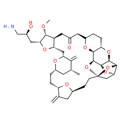 ChemSpider 2D Image | (1S,3S,6S,9S,12S,14R,16R,18S,20R,21R,22S,26S,29S,31R,32S,33R,35R,36S)-20-[(2S)-3-Amino-2-hydroxypropyl]-21-methoxy-14-methyl-8,15-bis(methylene)-2,19,30,34,37,39,40,41-octaoxanonacyclo[24.9.2.1~3,32~.
1~3,33~.1~6,9~.1~12,16~.0~18,22~.0~29,36~.0~31,35~]hentetracontan-24-one | C40H59NO11