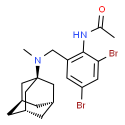 ChemSpider 2D Image | N-(2-{[(3R,5S)-Adamantan-1-yl(methyl)amino]methyl}-4,6-dibromophenyl)acetamide | C20H26Br2N2O