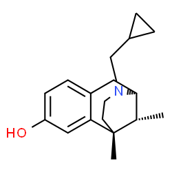 ChemSpider 2D Image | (1R,9S,13R)-10-(Cyclopropylmethyl)-1,13-dimethyl-10-azatricyclo[7.3.1.0~2,7~]trideca-2,4,6-trien-4-ol | C18H25NO