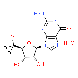 ChemSpider 2D Image | (C~5~',C~5~'-~2~H_2_)Guanosine hydrate (1:1) | C10H13D2N5O6