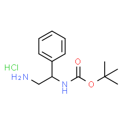 ChemSpider 2D Image | 2-Methyl-2-propanyl (2-amino-1-phenylethyl)carbamate hydrochloride (1:1) | C13H21ClN2O2