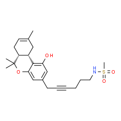 ChemSpider 2D Image | N-{6-[(6aR,10aS)-1-Hydroxy-6,6,9-trimethyl-6a,7,10,10a-tetrahydro-6H-benzo[c]chromen-3-yl]-4-hexyn-1-yl}methanesulfonamide | C23H31NO4S