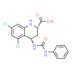 ChemSpider 2D Image | (2S,4S)-5,7-Dichloro-4-[(phenylcarbamoyl)amino]-1,2,3,4-tetrahydro-2-quinolinecarboxylic acid | C17H15Cl2N3O3