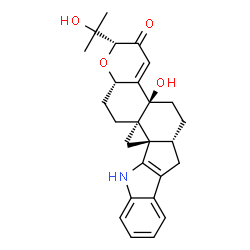 ChemSpider 2D Image | (2R,4bS,6aR,12bS,12cR,14aS)-4b-Hydroxy-2-(2-hydroxy-2-propanyl)-12b,12c-dimethyl-5,6,6a,7,12,12b,12c,13,14,14a-decahydro-2H-chromeno[5',6':6,7]indeno[1,2-b]indol-3(4bH)-one | C27H33NO4