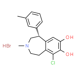 ChemSpider 2D Image | (1R)-6-Chloro-3-methyl-1-(3-methylphenyl)-2,3,4,5-tetrahydro-1H-3-benzazepine-7,8-diol hydrobromide (1:1) | C18H21BrClNO2
