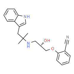ChemSpider 2D Image | 2-[(2S)-2-Hydroxy-3-{[1-(1H-indol-3-yl)-2-methyl-2-propanyl]amino}propoxy]benzonitrile | C22H25N3O2