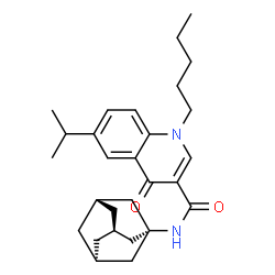 ChemSpider 2D Image | N-[(1S,3R,5S,7r)-Adamantan-1-yl]-6-isopropyl-4-oxo-1-pentyl-1,4-dihydro-3-quinolinecarboxamide | C28H38N2O2