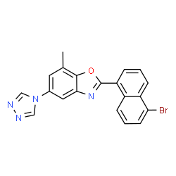 ChemSpider 2D Image | 2-(5-Bromo-1-naphthyl)-7-methyl-5-(4H-1,2,4-triazol-4-yl)-1,3-benzoxazole | C20H13BrN4O