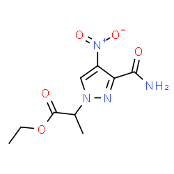 ChemSpider 2D Image | Ethyl 2-(3-carbamoyl-4-nitro-1H-pyrazol-1-yl)propanoate | C9H12N4O5