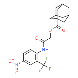 ChemSpider 2D Image | 2-{[4-Nitro-2-(trifluoromethyl)phenyl]amino}-2-oxoethyl 1-adamantanecarboxylate | C20H21F3N2O5