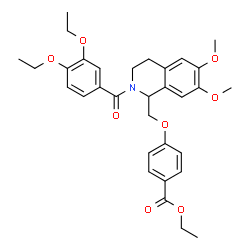 ChemSpider 2D Image | Ethyl 4-{[2-(3,4-diethoxybenzoyl)-6,7-dimethoxy-1,2,3,4-tetrahydro-1-isoquinolinyl]methoxy}benzoate | C32H37NO8