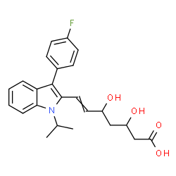 ChemSpider 2D Image | 7-[3-(4-Fluorophenyl)-1-isopropyl-1H-indol-2-yl]-3,5-dihydroxy-6-heptenoic acid | C24H26FNO4