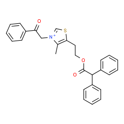 ChemSpider 2D Image | 5-[2-(2,2-Diphenylacetoxy)ethyl]-4-methyl-3-(2-oxo-2-phenylethyl)-1,3-thiazol-3-ium | C28H26NO3S
