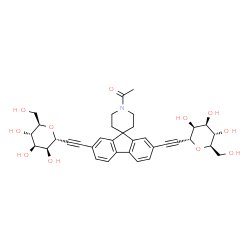 ChemSpider 2D Image | 1-[2,7-bis({2-[(2R,3S,4R,5S,6R)-3,4,5-trihydroxy-6-(hydroxymethyl)oxan-2-yl]ethynyl})spiro[fluorene-9,4'-piperidin]-1'-yl]ethanone | C35H39NO11