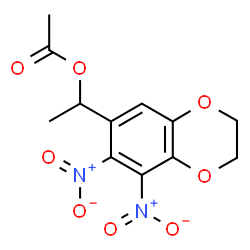 ChemSpider 2D Image | 1-(7,8-Dinitro-2,3-dihydro-1,4-benzodioxin-6-yl)ethyl acetate | C12H12N2O8