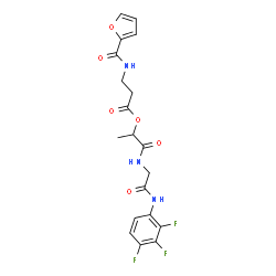 ChemSpider 2D Image | 1-Oxo-1-({2-oxo-2-[(2,3,4-trifluorophenyl)amino]ethyl}amino)-2-propanyl N-2-furoyl-beta-alaninate | C19H18F3N3O6