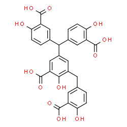 ChemSpider 2D Image | 5-[Bis(3-carboxy-4-hydroxyphenyl)methyl]-3-(3-carboxy-4-hydroxybenzyl)-2-hydroxybenzoic acid | C30H22O12