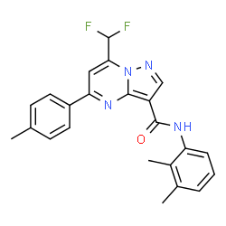 ChemSpider 2D Image | 7-(Difluoromethyl)-N-(2,3-dimethylphenyl)-5-(4-methylphenyl)pyrazolo[1,5-a]pyrimidine-3-carboxamide | C23H20F2N4O