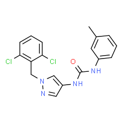 ChemSpider 2D Image | 1-[1-(2,6-Dichlorobenzyl)-1H-pyrazol-4-yl]-3-(3-methylphenyl)urea | C18H16Cl2N4O