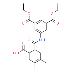 ChemSpider 2D Image | 6-{[3,5-Bis(ethoxycarbonyl)phenyl]carbamoyl}-3,4-dimethyl-3-cyclohexene-1-carboxylic acid | C22H27NO7