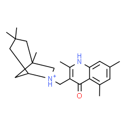 ChemSpider 2D Image | 1,3,3-Trimethyl-6-[(2,5,7-trimethyl-4-oxo-1,4-dihydro-3-quinolinyl)methyl]-6-azoniabicyclo[3.2.1]octane | C23H33N2O