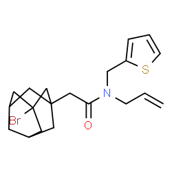 ChemSpider 2D Image | N-Allyl-2-(3-bromoadamantan-1-yl)-N-(2-thienylmethyl)acetamide | C20H26BrNOS