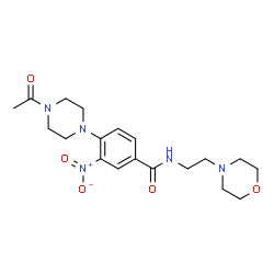 ChemSpider 2D Image | 4-(4-Acetyl-1-piperazinyl)-N-[2-(4-morpholinyl)ethyl]-3-nitrobenzamide | C19H27N5O5