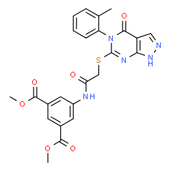 ChemSpider 2D Image | Dimethyl 5-[({[5-(2-methylphenyl)-4-oxo-4,5-dihydro-1H-pyrazolo[3,4-d]pyrimidin-6-yl]sulfanyl}acetyl)amino]isophthalate | C24H21N5O6S