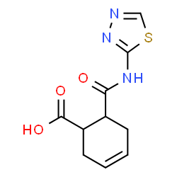 ChemSpider 2D Image | 6-(1,3,4-Thiadiazol-2-ylcarbamoyl)-3-cyclohexene-1-carboxylic acid | C10H11N3O3S