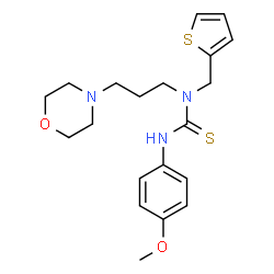 ChemSpider 2D Image | 3-(4-Methoxyphenyl)-1-[3-(4-morpholinyl)propyl]-1-(2-thienylmethyl)thiourea | C20H27N3O2S2