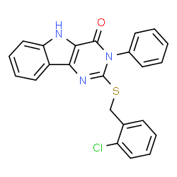 ChemSpider 2D Image | 2-[(2-Chlorobenzyl)sulfanyl]-3-phenyl-3,5-dihydro-4H-pyrimido[5,4-b]indol-4-one | C23H16ClN3OS