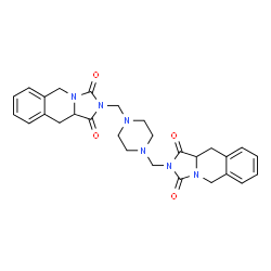 ChemSpider 2D Image | 2,2'-[1,4-Piperazinediylbis(methylene)]bis(10,10a-dihydroimidazo[1,5-b]isoquinoline-1,3(2H,5H)-dione) | C28H30N6O4