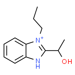 ChemSpider 2D Image | 2-(1-Hydroxyethyl)-3-propyl-1H-3,1-benzimidazol-3-ium | C12H17N2O