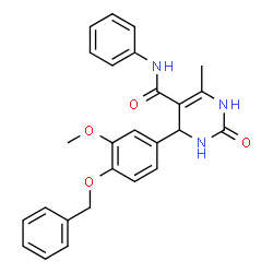 ChemSpider 2D Image | 4-[4-(Benzyloxy)-3-methoxyphenyl]-6-methyl-2-oxo-N-phenyl-1,2,3,4-tetrahydro-5-pyrimidinecarboxamide | C26H25N3O4
