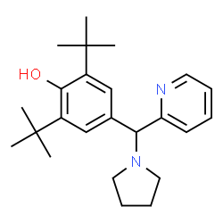 ChemSpider 2D Image | 2,6-Di-tert-butyl-4-[pyridin-2-yl(pyrrolidin-1-yl)methyl]phenol | C24H34N2O