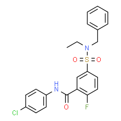 ChemSpider 2D Image | 5-[Benzyl(ethyl)sulfamoyl]-N-(4-chlorophenyl)-2-fluorobenzamide | C22H20ClFN2O3S
