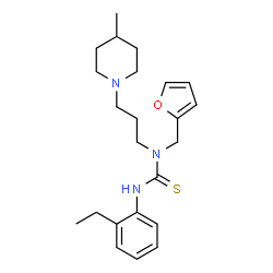 ChemSpider 2D Image | 3-(2-Ethylphenyl)-1-(2-furylmethyl)-1-[3-(4-methyl-1-piperidinyl)propyl]thiourea | C23H33N3OS