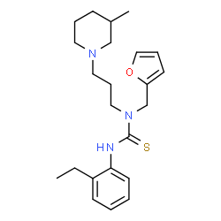 ChemSpider 2D Image | 3-(2-Ethylphenyl)-1-(2-furylmethyl)-1-[3-(3-methyl-1-piperidinyl)propyl]thiourea | C23H33N3OS