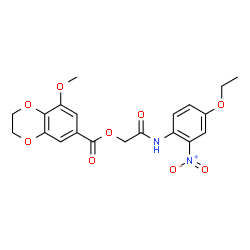 ChemSpider 2D Image | 2-[(4-Ethoxy-2-nitrophenyl)amino]-2-oxoethyl 8-methoxy-2,3-dihydro-1,4-benzodioxine-6-carboxylate | C20H20N2O9