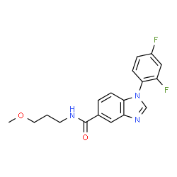 ChemSpider 2D Image | 1-(2,4-Difluorophenyl)-N-(3-methoxypropyl)-1H-benzimidazole-5-carboxamide | C18H17F2N3O2