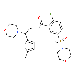 ChemSpider 2D Image | 2-Fluoro-N-[2-(5-methyl-2-furyl)-2-(4-morpholinyl)ethyl]-5-(4-morpholinylsulfonyl)benzamide | C22H28FN3O6S
