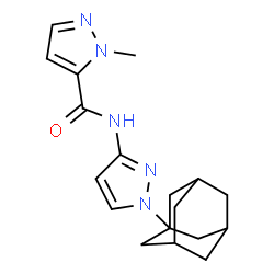 ChemSpider 2D Image | N-[1-(Adamantan-1-yl)-1H-pyrazol-3-yl]-1-methyl-1H-pyrazole-5-carboxamide | C18H23N5O