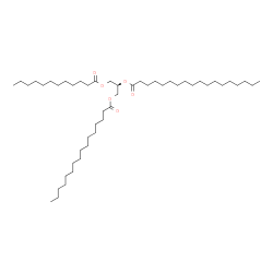 ChemSpider 2D Image | 1-(Dodecanoyloxy)-3-(palmitoyloxy)-2-propanyl stearate | C49H94O6