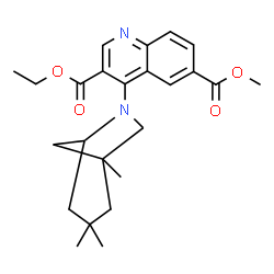 ChemSpider 2D Image | 3-Ethyl 6-methyl 4-(1,3,3-trimethyl-6-azabicyclo[3.2.1]oct-6-yl)-3,6-quinolinedicarboxylate | C24H30N2O4