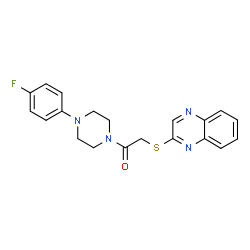 ChemSpider 2D Image | 1-[4-(4-Fluorophenyl)-1-piperazinyl]-2-(2-quinoxalinylsulfanyl)ethanone | C20H19FN4OS