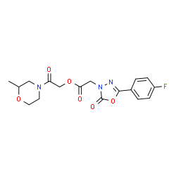 ChemSpider 2D Image | 2-(2-Methyl-4-morpholinyl)-2-oxoethyl [5-(4-fluorophenyl)-2-oxo-1,3,4-oxadiazol-3(2H)-yl]acetate | C17H18FN3O6